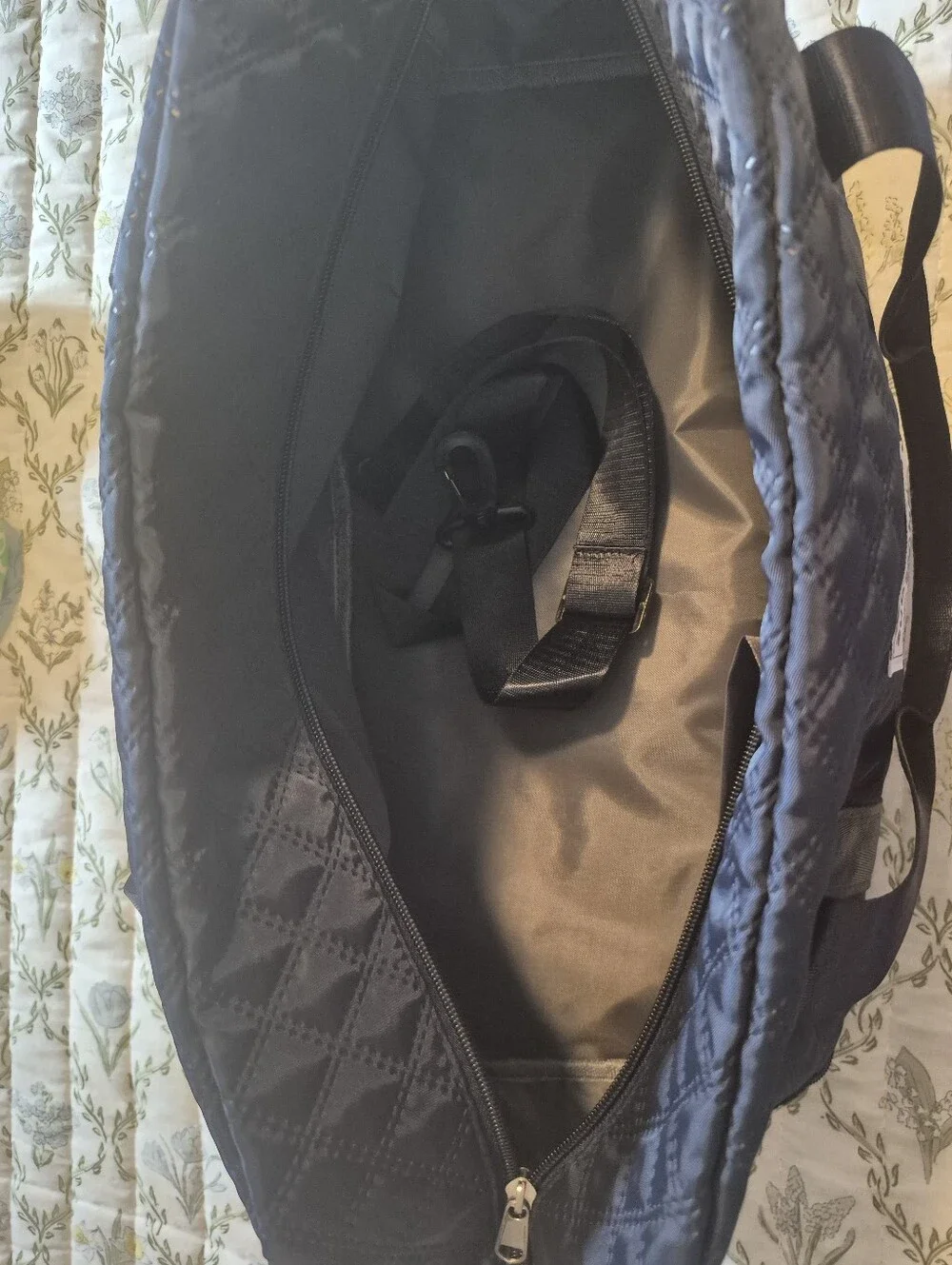 Quilted Black Travel Duffle Bag